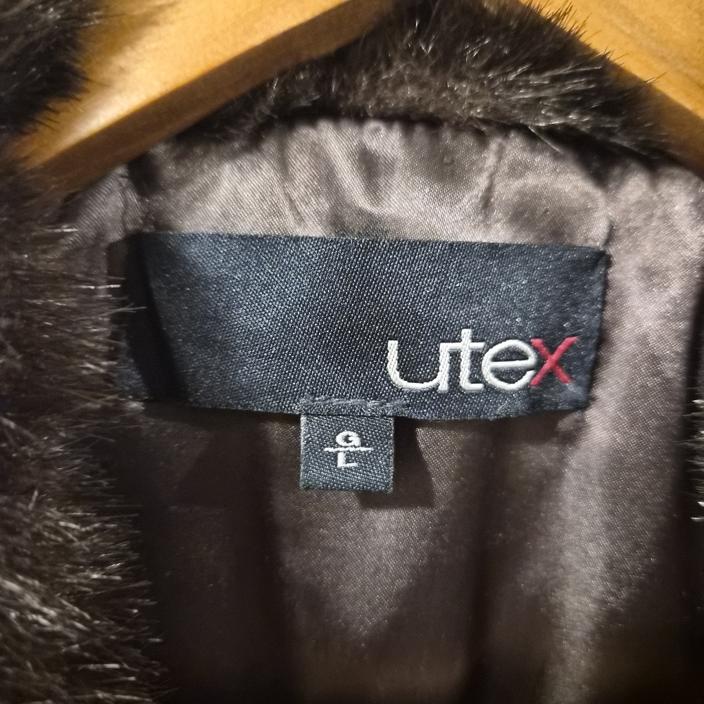 Vintage Brown Faux Fur Coat Sz L - Picture 8 of 15